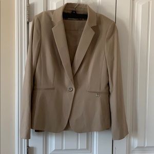 Woman’s Pin Stripe Beige/Ivory Suit